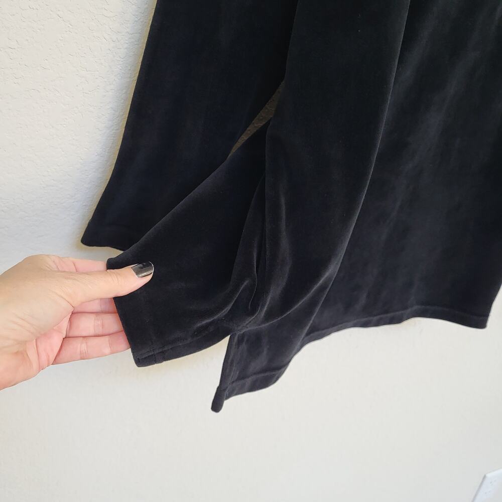 Vintage Velour Top 90s Jones Wear Womens Medium Black Long Sleeve Oversize - Picture 5 of 10